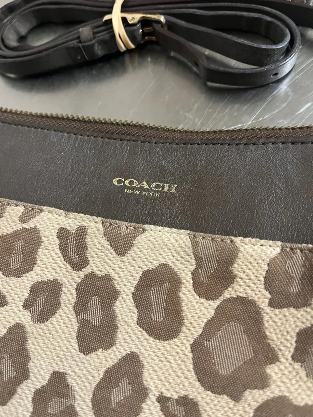 COACH Leopard Print Crossbody Satchel Shoulder Bag